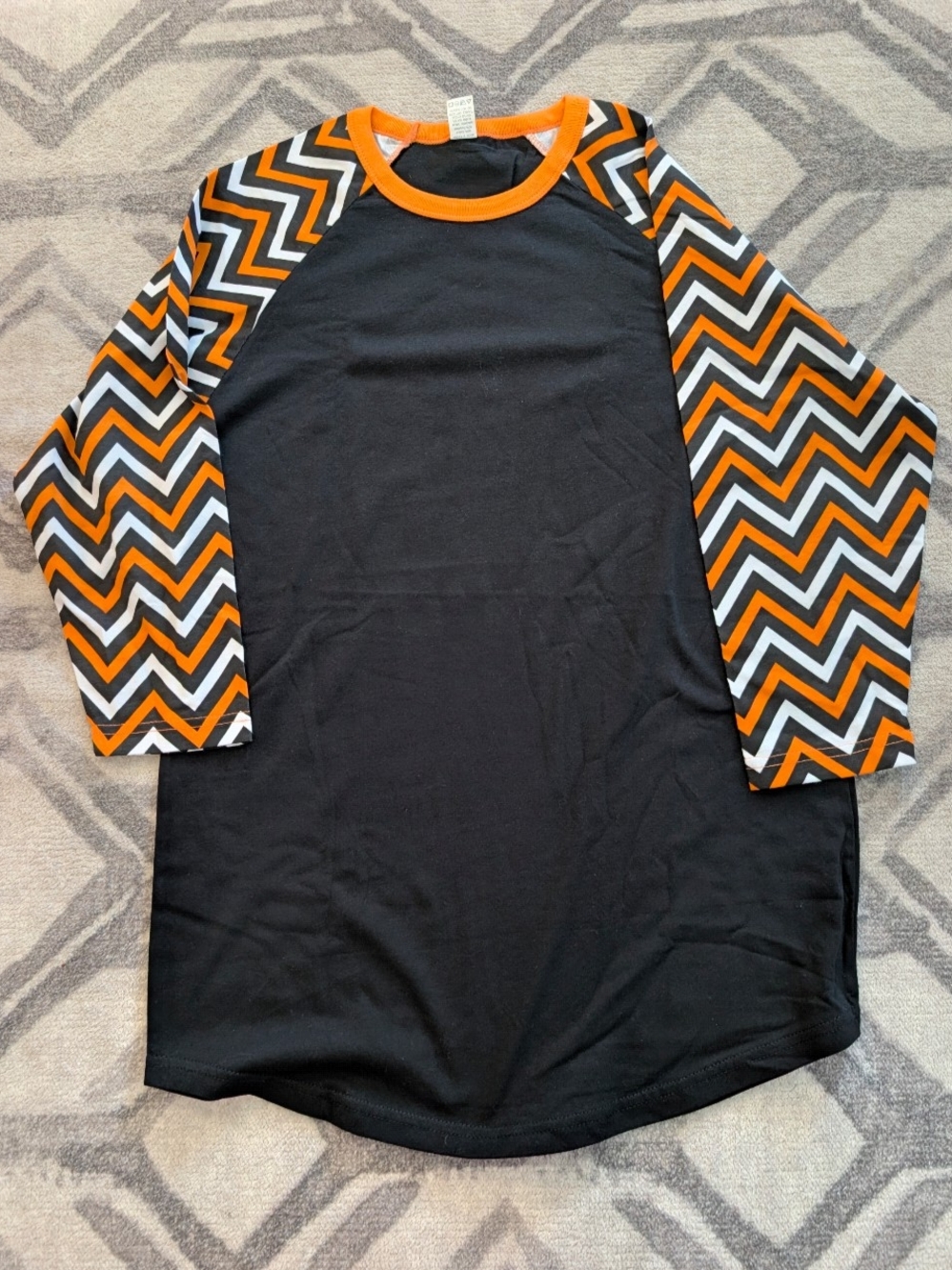 Chevron Sleeve Black & Orange Raglan Shirt